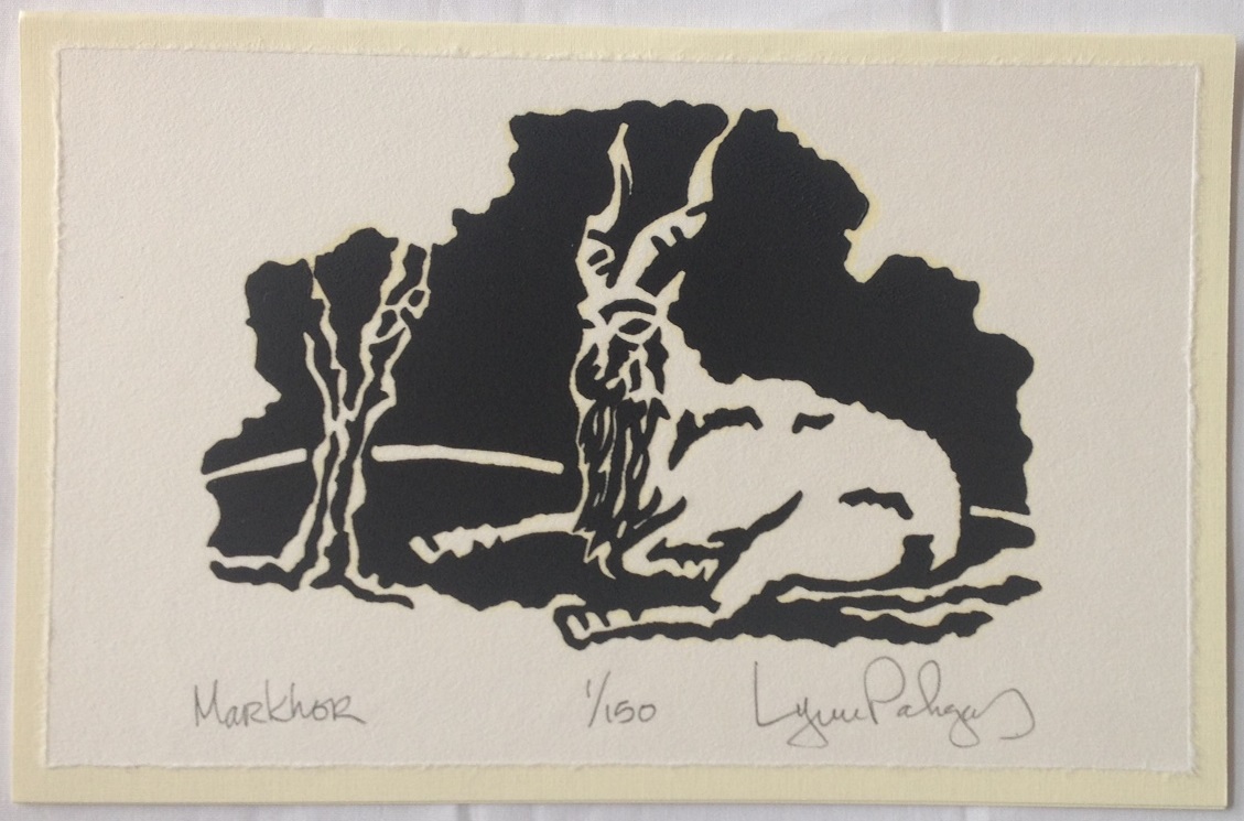 Image of Markhor [Year of the Goat] (linocut) 2015